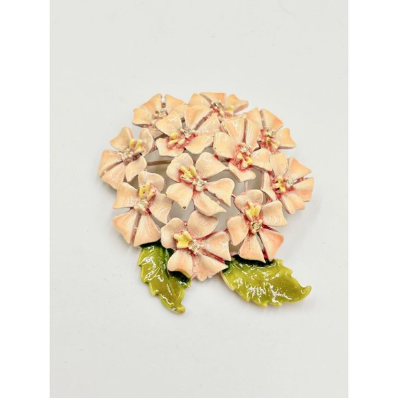 Vintage My Fair Lady Signed BSK Enamel Flowers Brooch Peach Pink Floral Bouquet - Picture 3 of 7